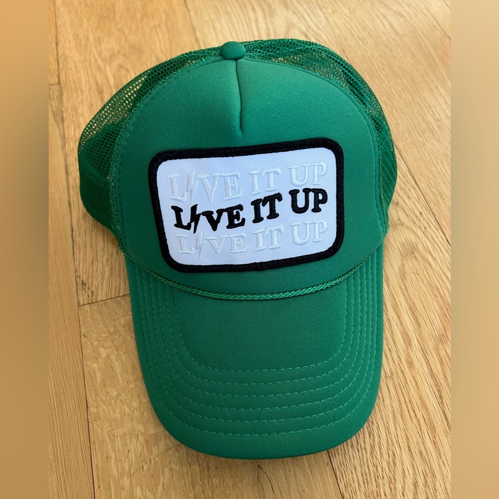 Local Beach “Live It UP” Patch Trucker Hat in Kelly Green